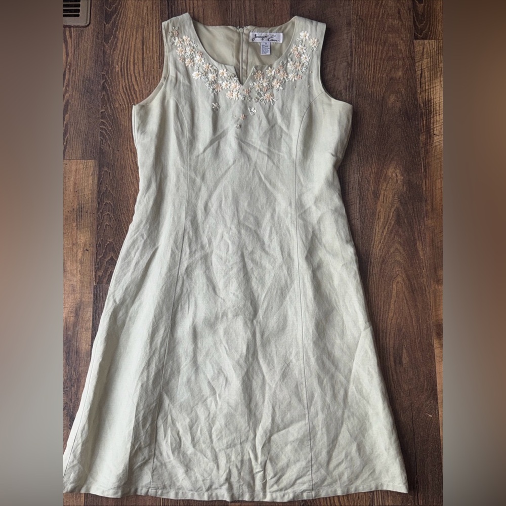 Jennifer Eden Embroidered Dress Size 10 Floral Vintage
